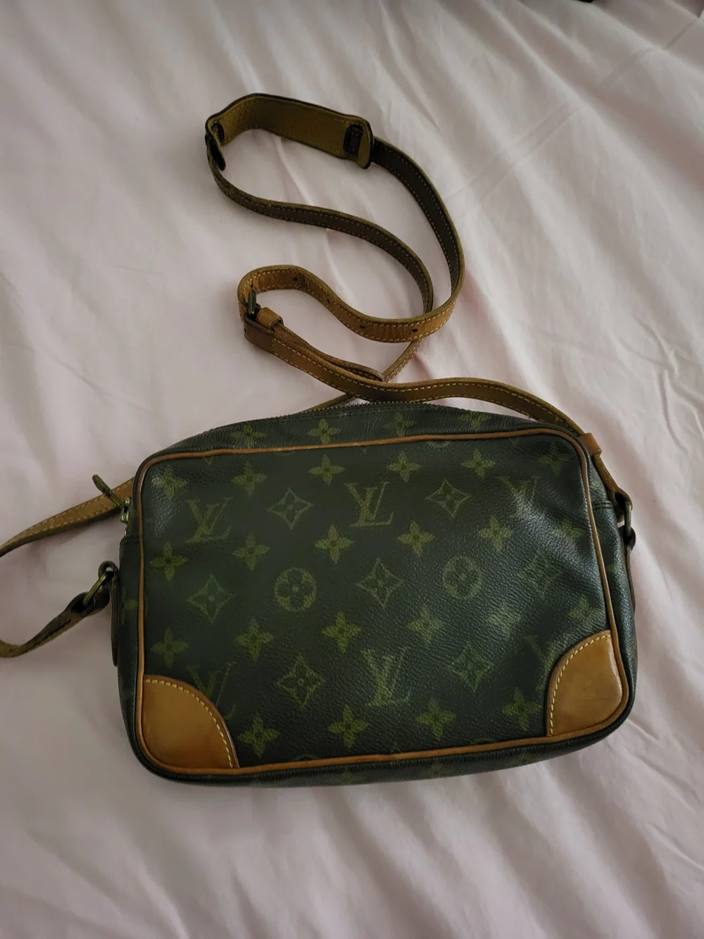 Louis Vuitton Green Monogram Messenger Bag with Tan Trim